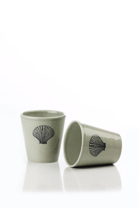 Hermia Juego de 2 Tazas de Porcelana Verde 230 cc Hermia Juego de 2 Tazas de Porcelana Verde 230 cc